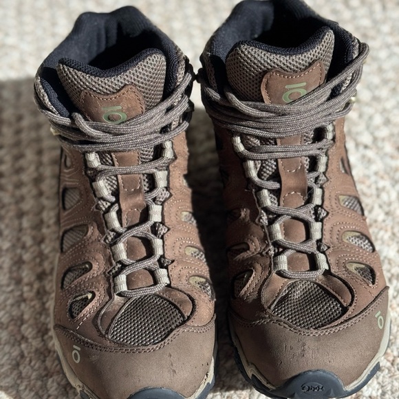 OBOZ B Dry w/OFit Insole Laced Hiking Style Boots Brown Leather & Textile Size 9 - Picture 2 of 13